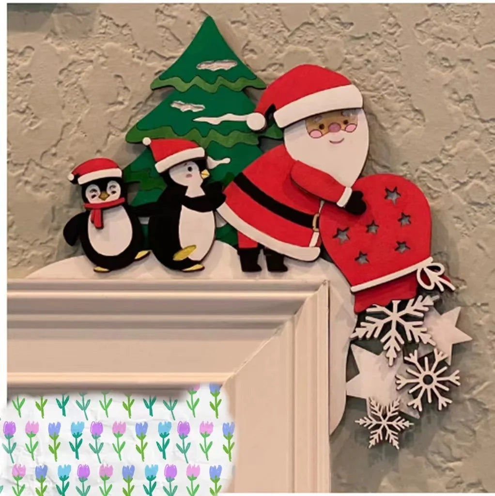 Festive Santa & Elk Wooden Door Frame Décor - Image 47