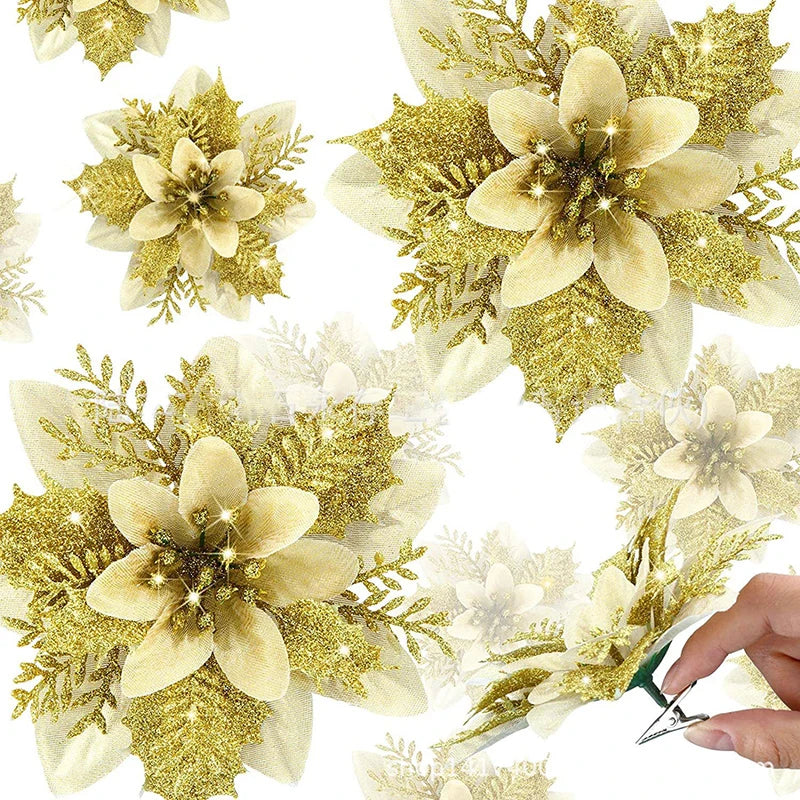5pcs Glitter Christmas Flowers - Festive Tree Ornaments - Image 22