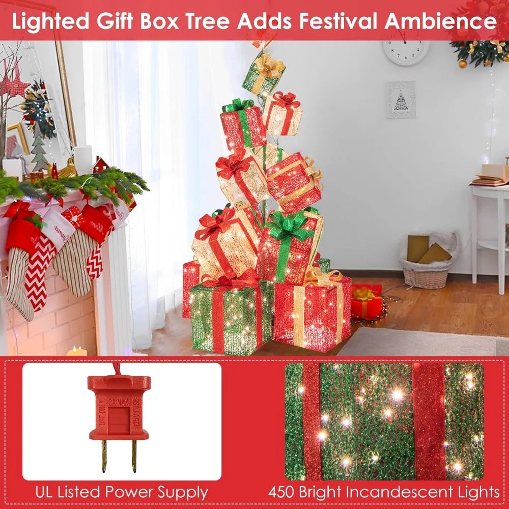 15 Pre-Lit Christmas Gift Box Decorations - Image 7