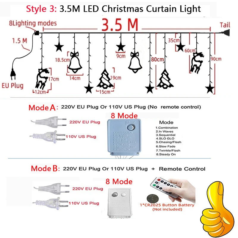 Magical LED Christmas Curtain String Lights - Image 46