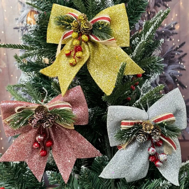 “Stunning Red & Gold Glitter Christmas Ribbon Bow” - Image 4