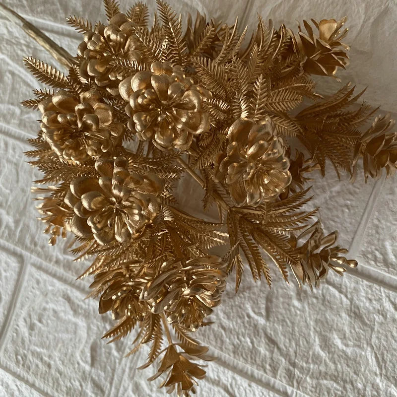 “Elegant Golden Eucalyptus Rose Bouquet for Christmas” - Image 42