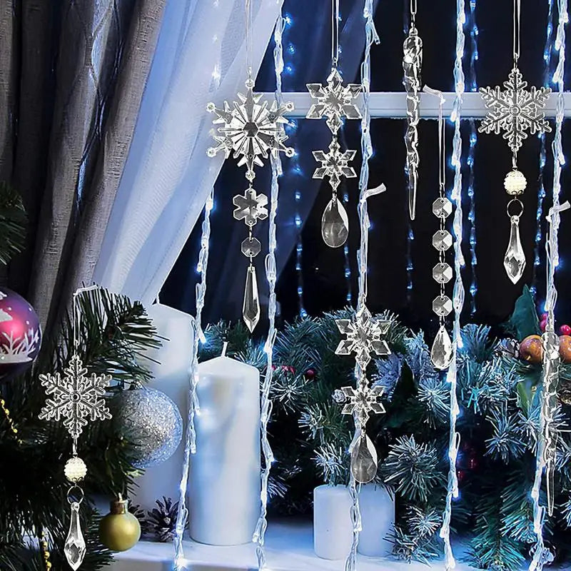 10pc Lifelike Acrylic Snowflake Icicle Ornaments - Image 5
