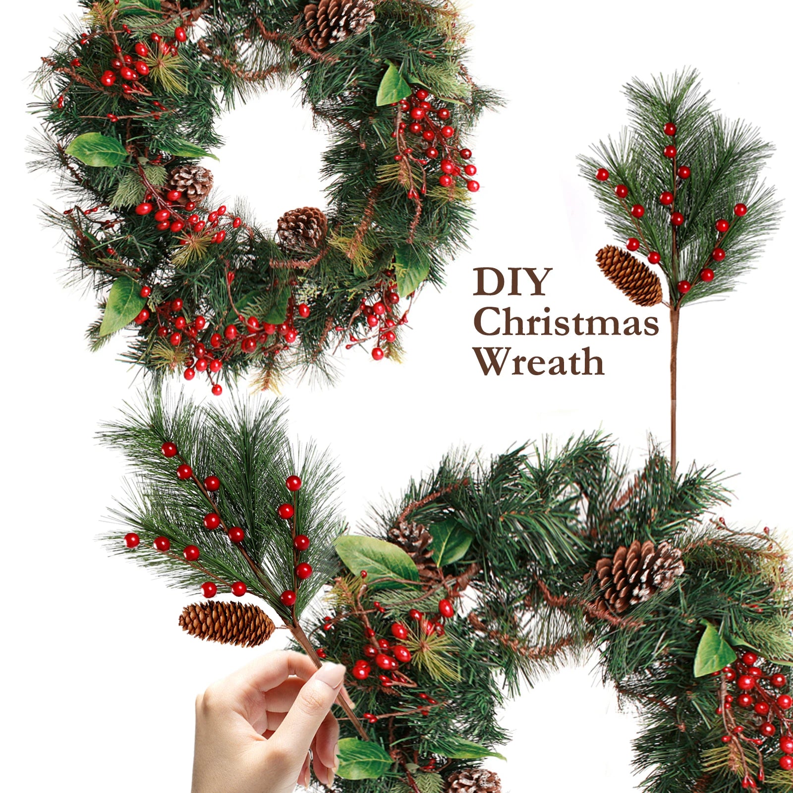 Charming Snowflake Berry Pine Cone Holiday Wreath - Image 19