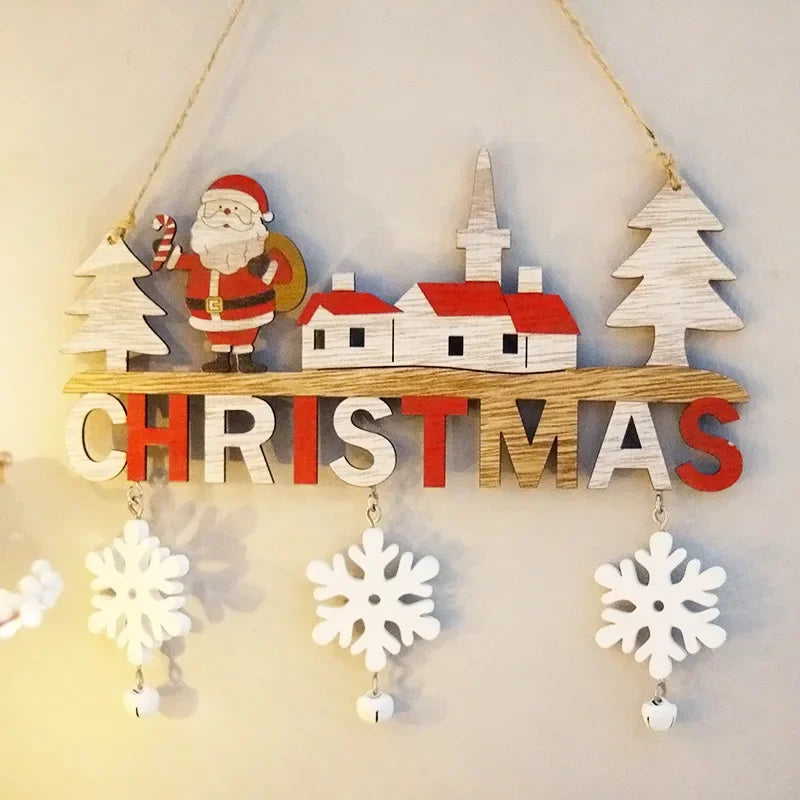 Festive Wooden Christmas Wall & Tree Ornaments