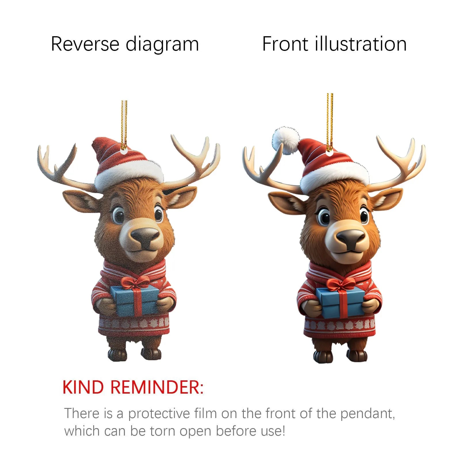 Adorable Cartoon Deer Car Hanging Ornament for Christmas - Image 13