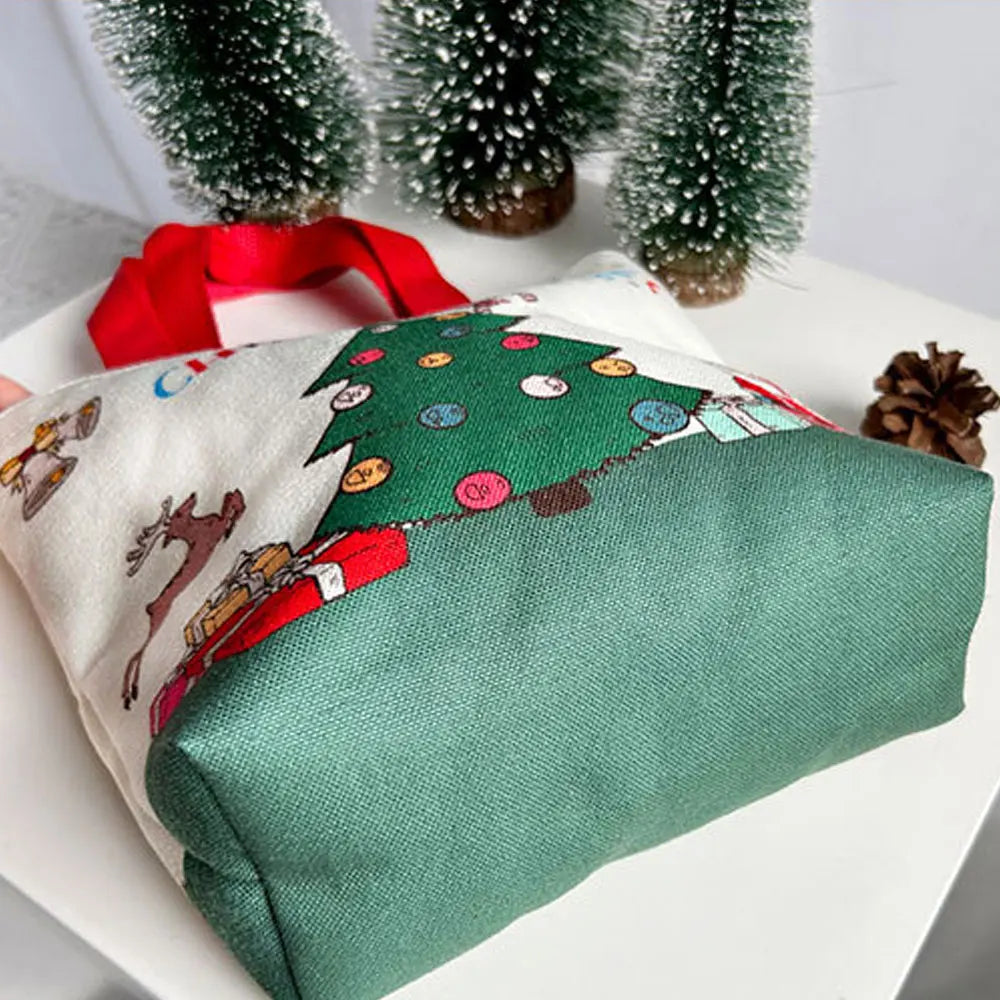 Festive Canvas Christmas Gift Bag - Santa & Elk - Image 7
