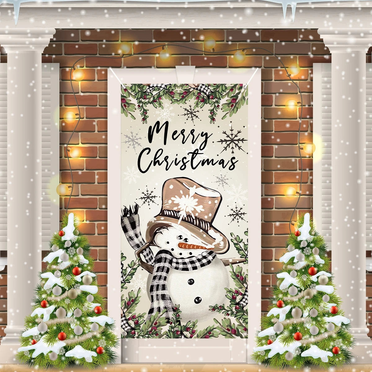 Charming Retro Snowman Christmas Vertical Flag Decor