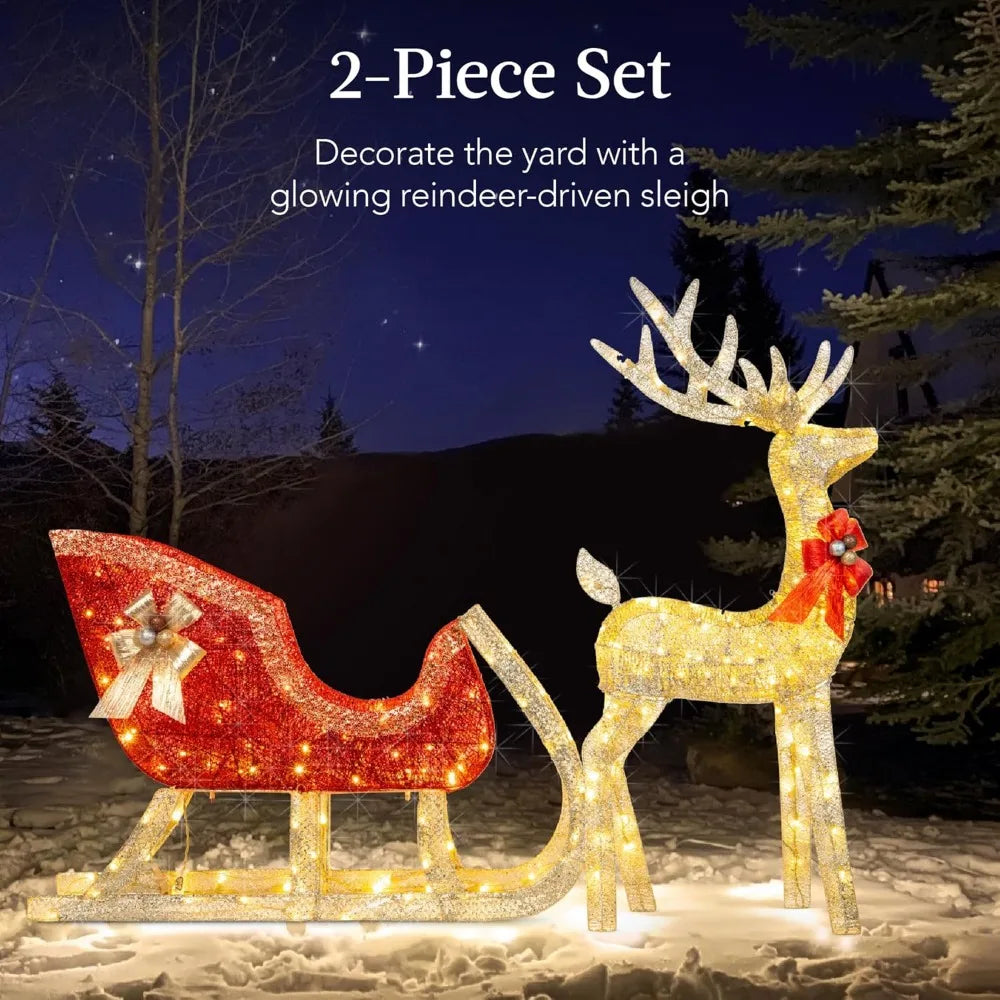 4ft LED Lighted Reindeer & Sleigh Yard Décor - Image 3