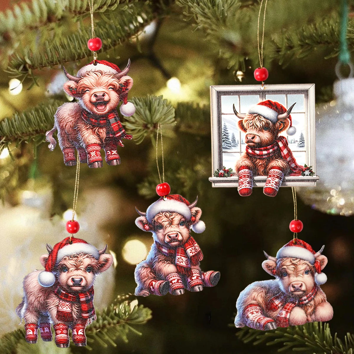 Charming Wooden Cow Christmas Ornaments for Festive Decor - Image 11