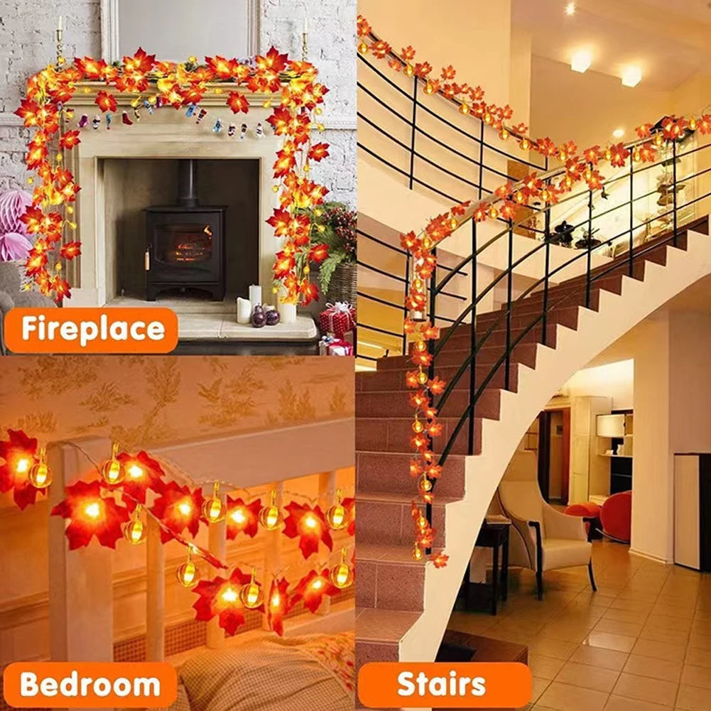 Magical LED Autumn Maple Leaf Garland Lights - Image 11