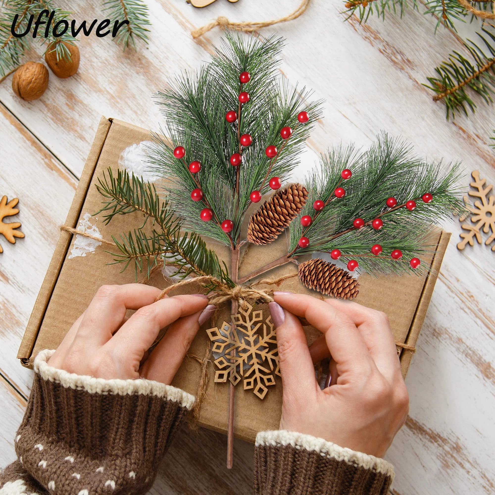 Charming Snowflake Berry Pine Cone Holiday Wreath - Image 11