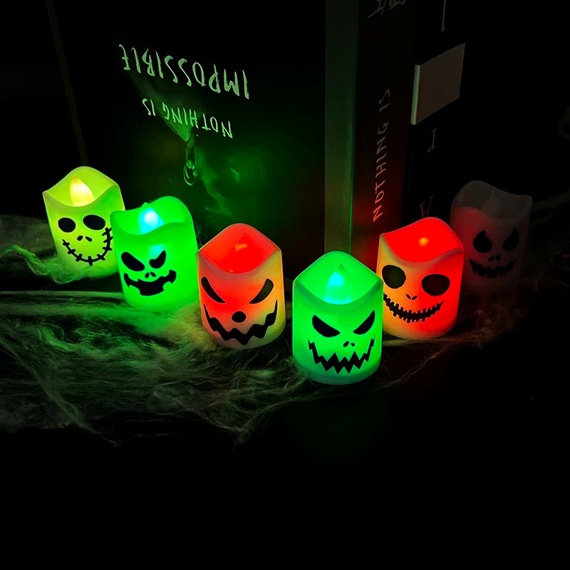 Spooky LED Ghost Pumpkin Candle Set for Halloween - Image 11