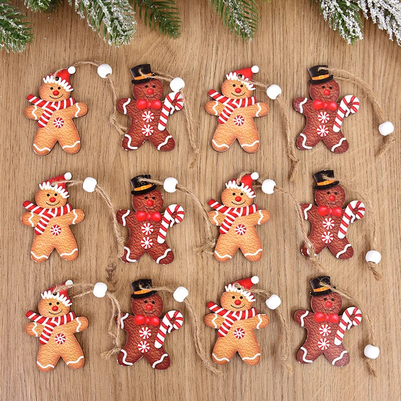 12 Wooden Gingerbread Man Ornaments for Christmas - Image 6
