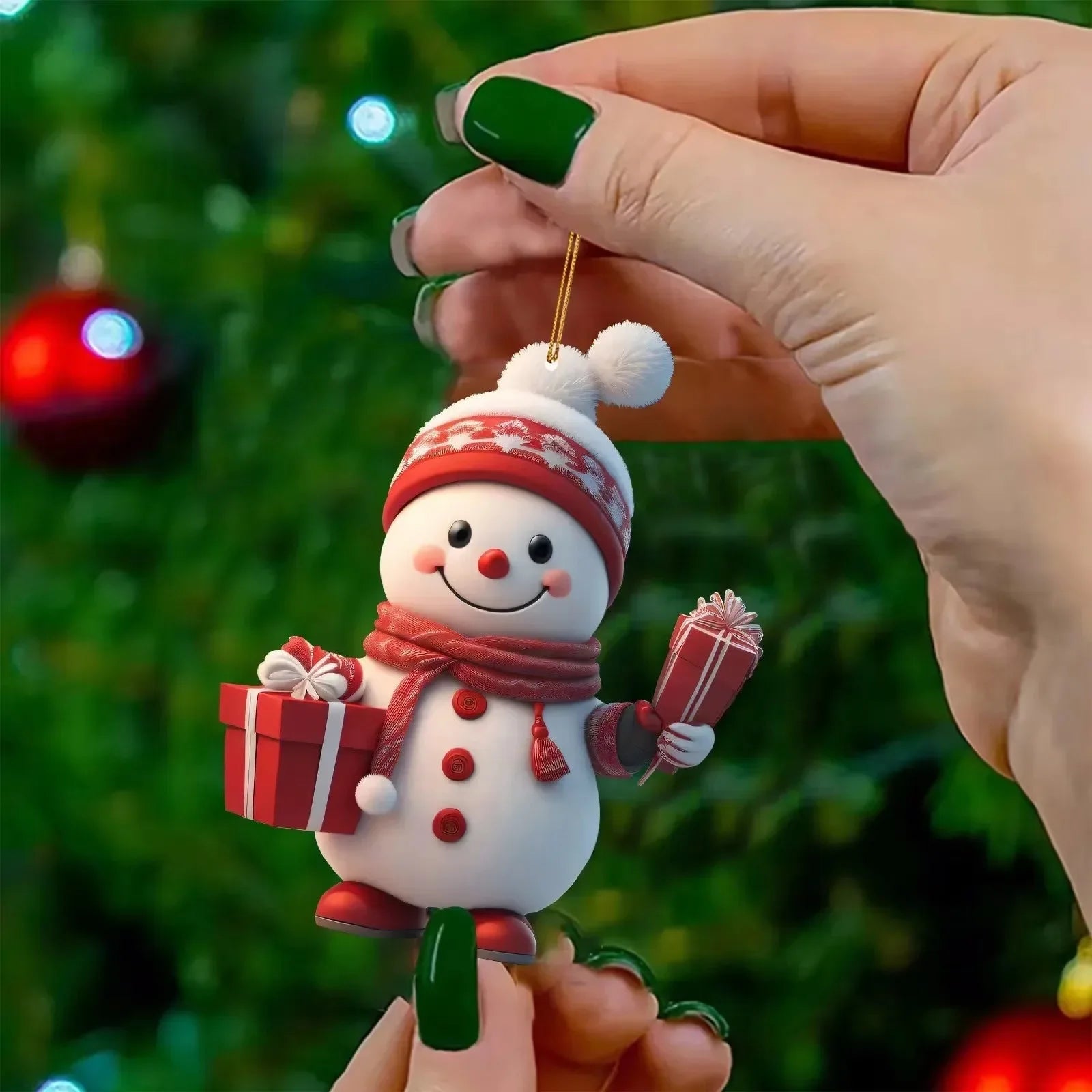 Charming Christmas Acrylic Santa & Snowman Ornaments - Image 20