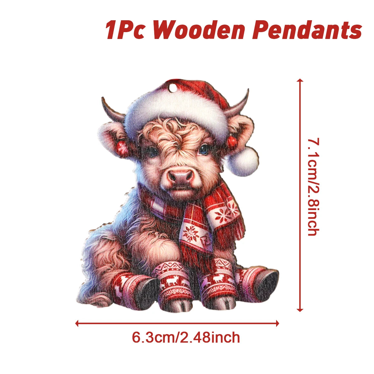Charming Wooden Cow Christmas Ornaments for Festive Decor - Image 2