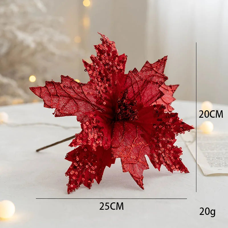Elegant Christmas Sequins Flower Ornaments for Festive Decor - Image 4