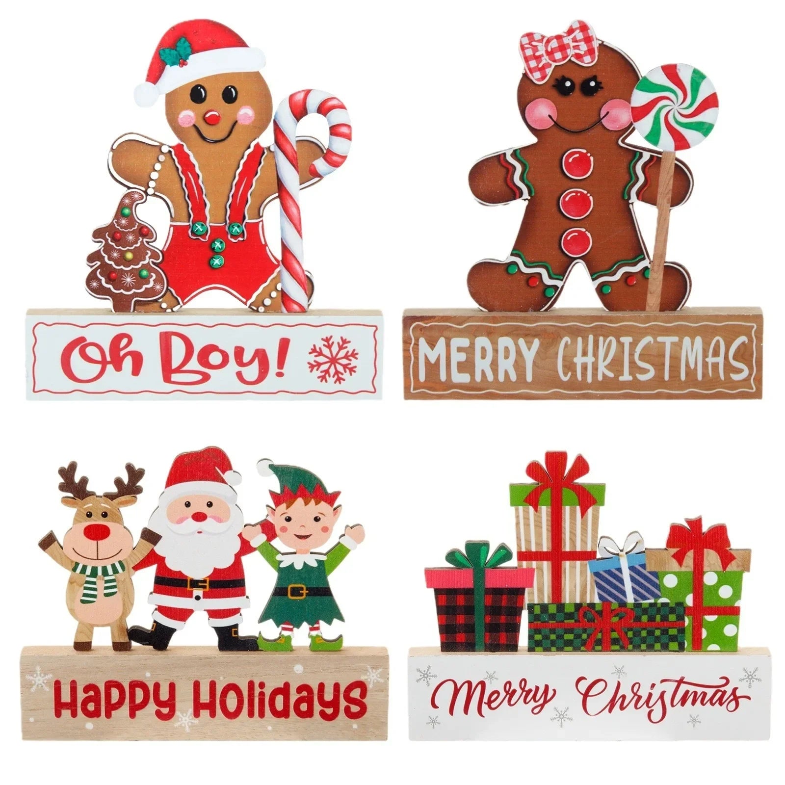 Charming Wooden Christmas Desktop Decor Set - Image 14