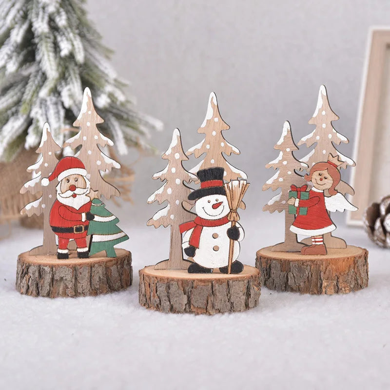 Charming Wooden Santa & Snowman Christmas Ornaments