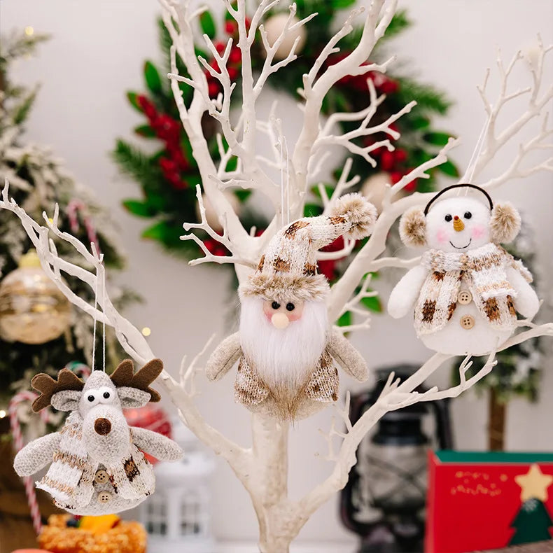Charming Plush Santa, Snowman & Elk Ornaments - Image 9