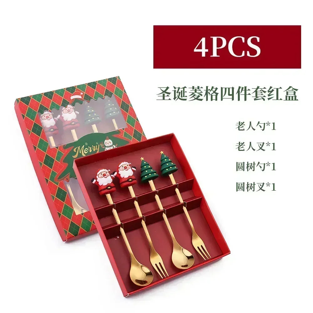 4 Christmas Elk Head Coffee Spoons for Festive Decor - Image 27