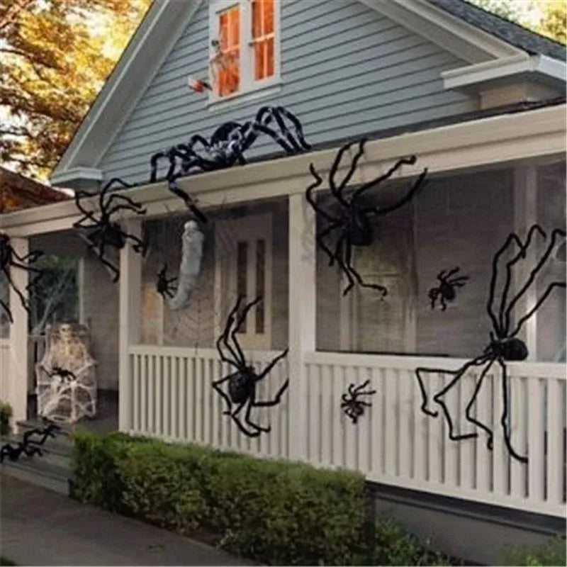 Giant Black Plush Spider Decorations for Halloween - Image 18