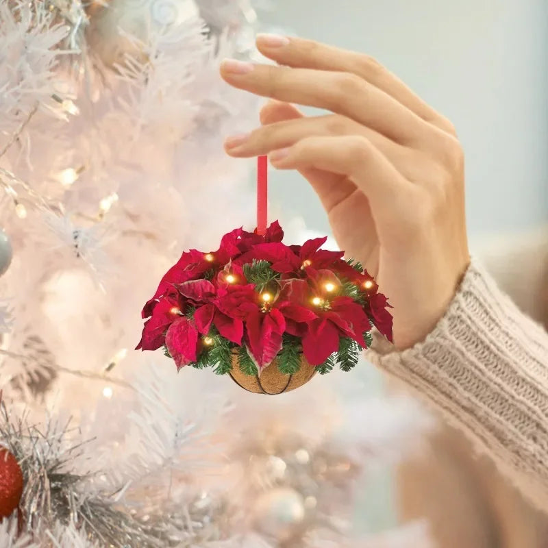 Charming 2D Floral Hanging Basket Ornament - Image 5