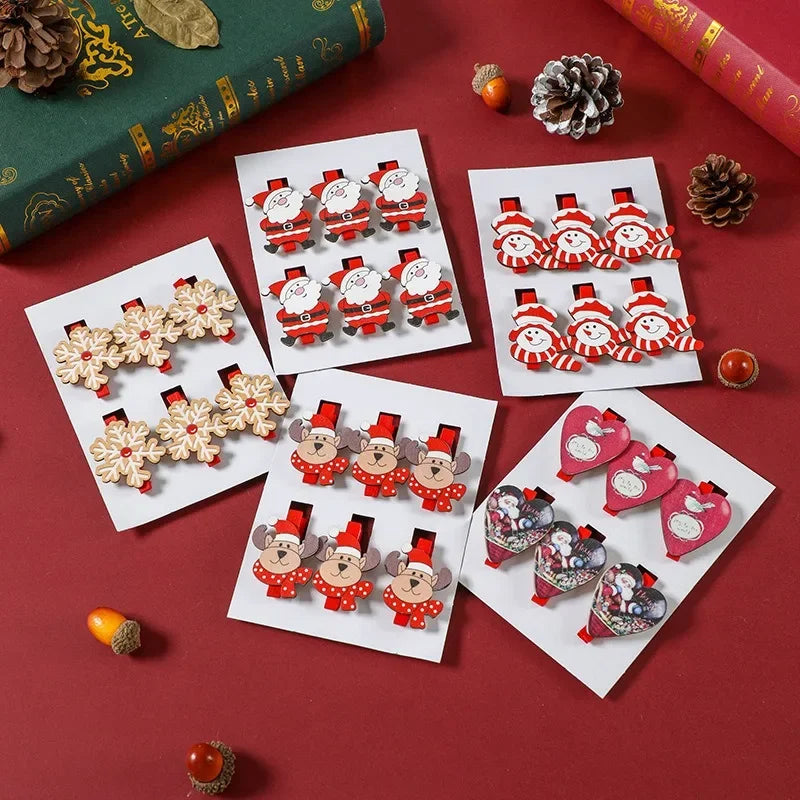 6-Piece Christmas Wooden Clip Ornament Set - Image 11