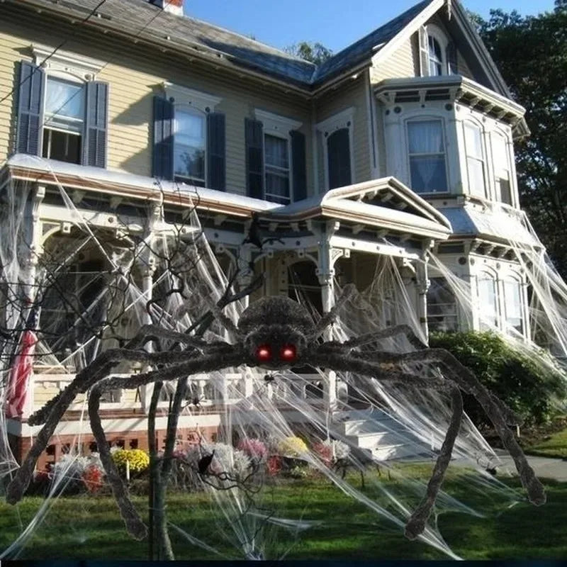 Giant Black Plush Spider Decorations for Halloween - Image 19