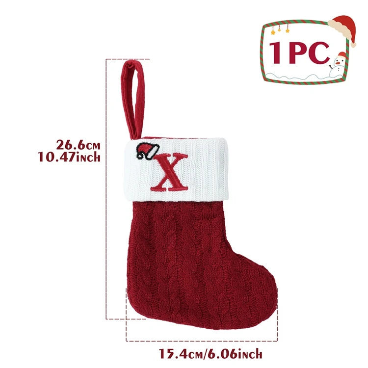 Festive Knitted Alphabet Socks Christmas Ornaments - Image 19