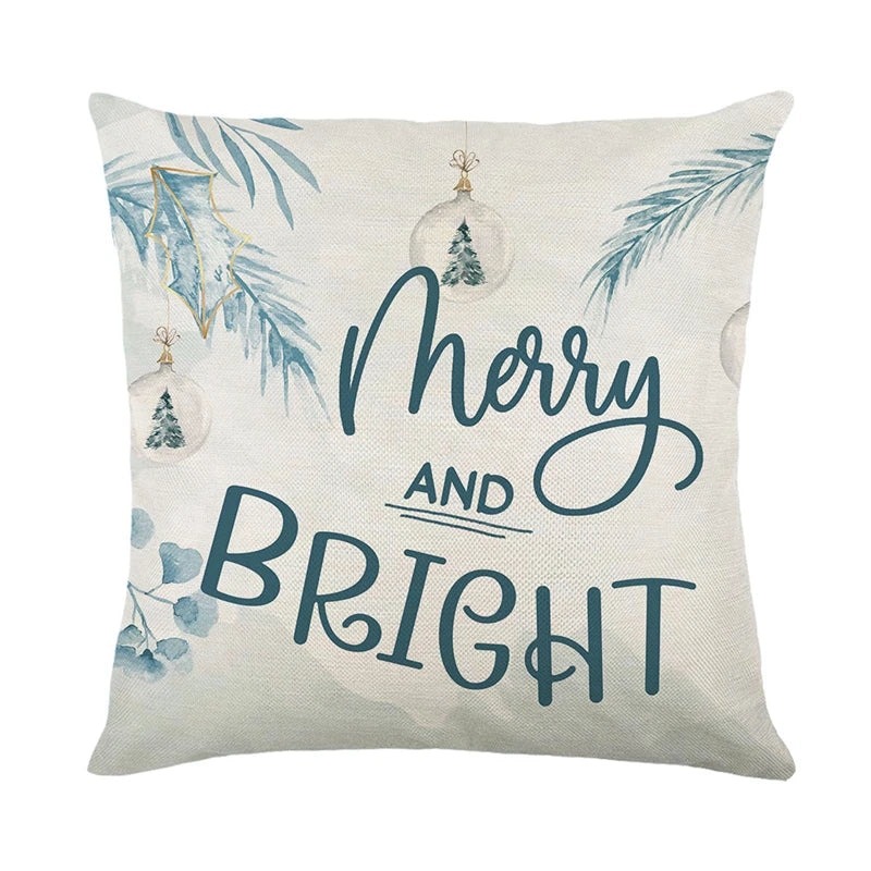Festive Snowman Elk Linen Pillow Cover 45x45cm - Image 13