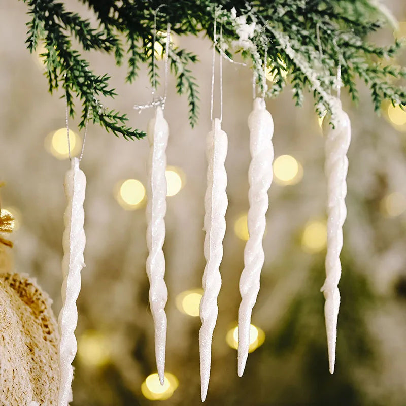 10pcs Frosted Icicle Ornaments for Festive Decor - Image 4