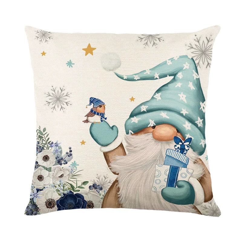 Festive Snowman Elk Linen Pillow Cover 45x45cm - Image 15