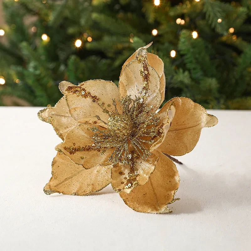 Elegant 22cm Christmas Floral Ornaments for Holiday Cheer - Image 3