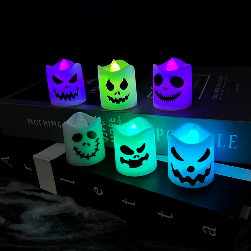 Spooky LED Ghost Pumpkin Candle Set for Halloween - Image 9