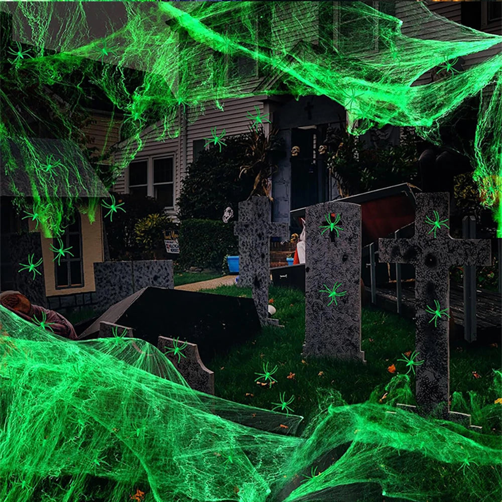 Haunting Luminous Spider Web with Spooky Spiders - Image 4