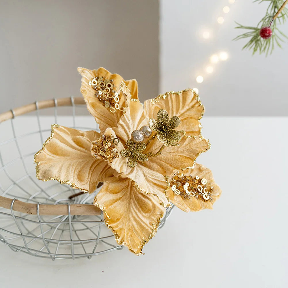 Elegant 22cm Artificial Christmas Flower Ornaments - Image 11