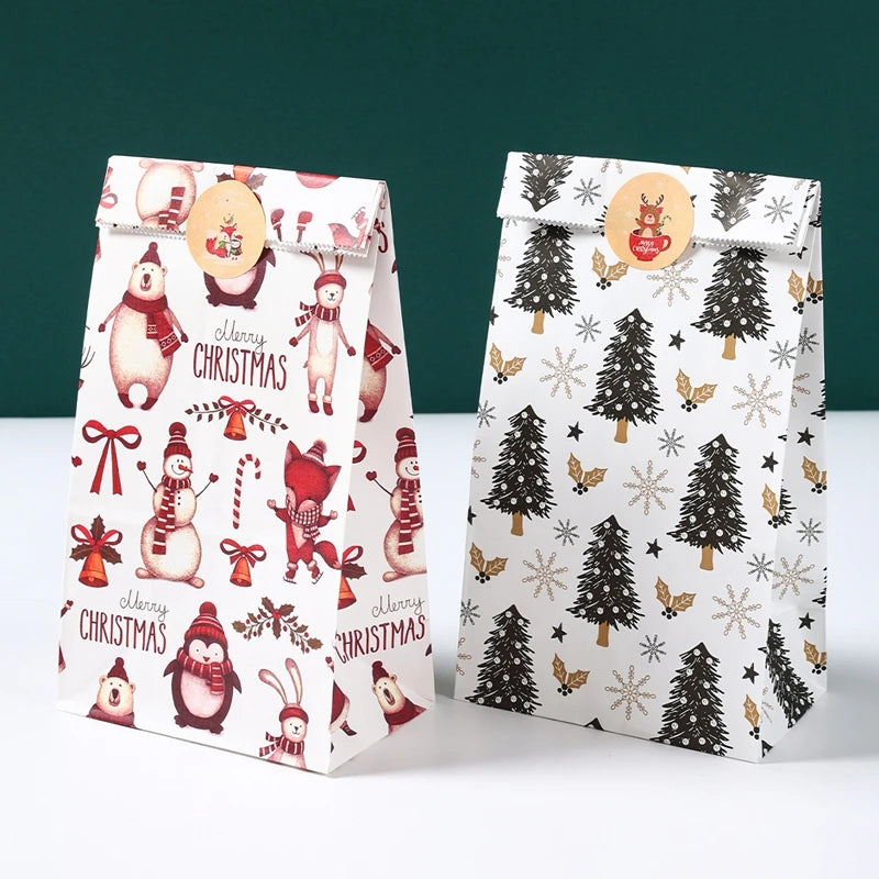 Festive Christmas Kraft Paper Gift Bags - Image 9