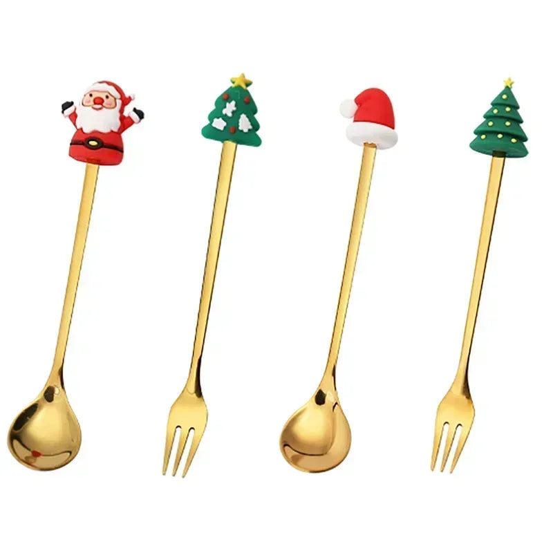 4 Christmas Elk Head Coffee Spoons for Festive Decor - Image 10
