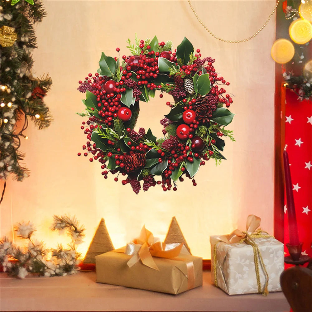 Festive Self-Adhesive Christmas Wreath Wall Decor - Image 3