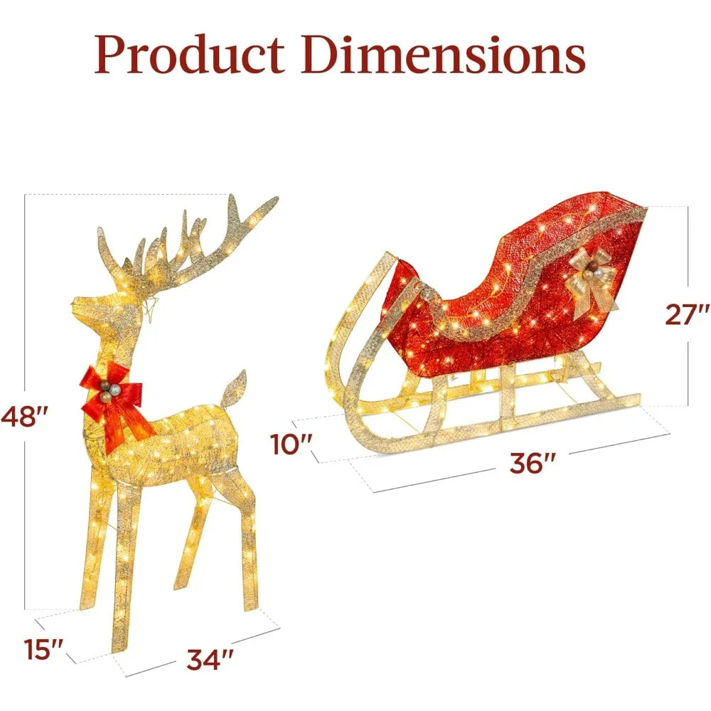 4ft LED Lighted Reindeer & Sleigh Yard Décor - Image 7