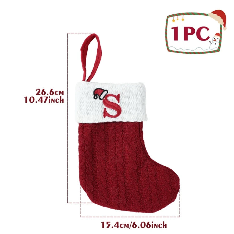 Festive Knitted Alphabet Socks Christmas Ornaments - Image 24