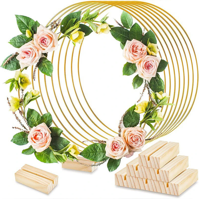 Festive Handmade Gold Circle Hoop Wall Decor - Image 3