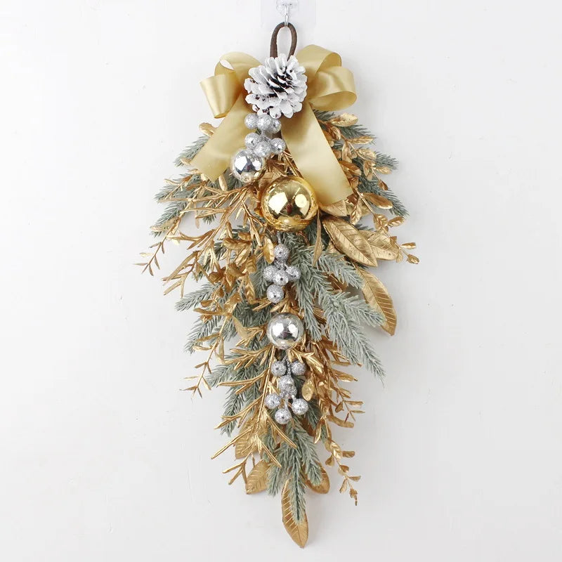 Golden Rattan Christmas Wreath for Festive Decor - Image 8