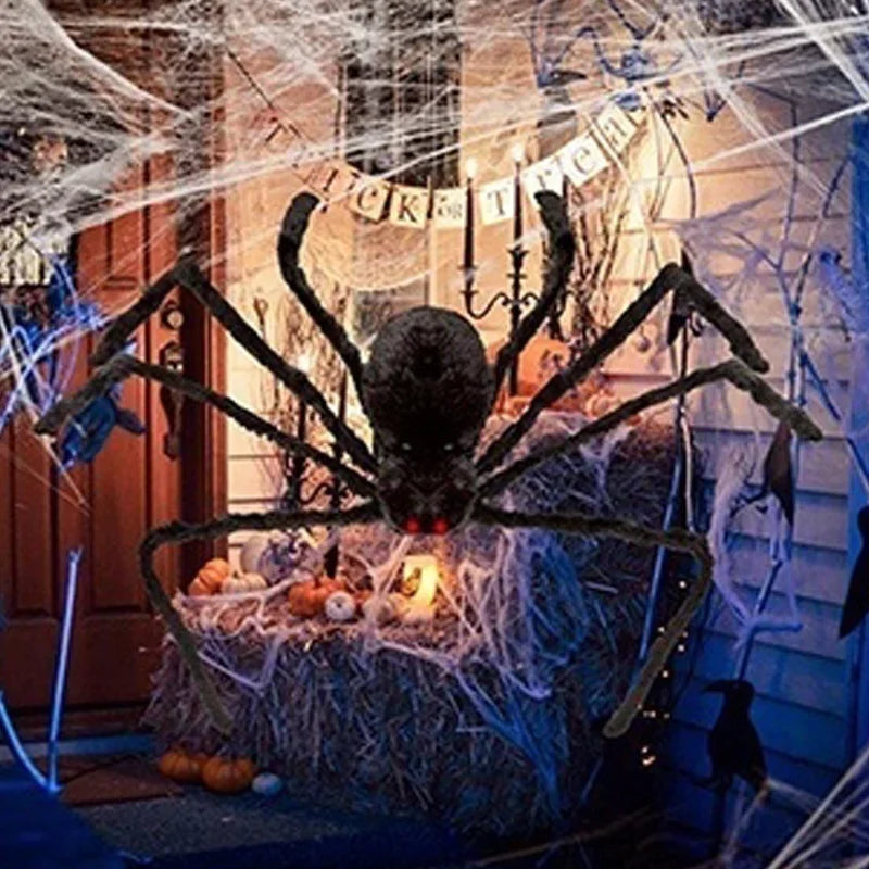 Giant Black Plush Spider - Perfect Halloween Decor! - Image 9