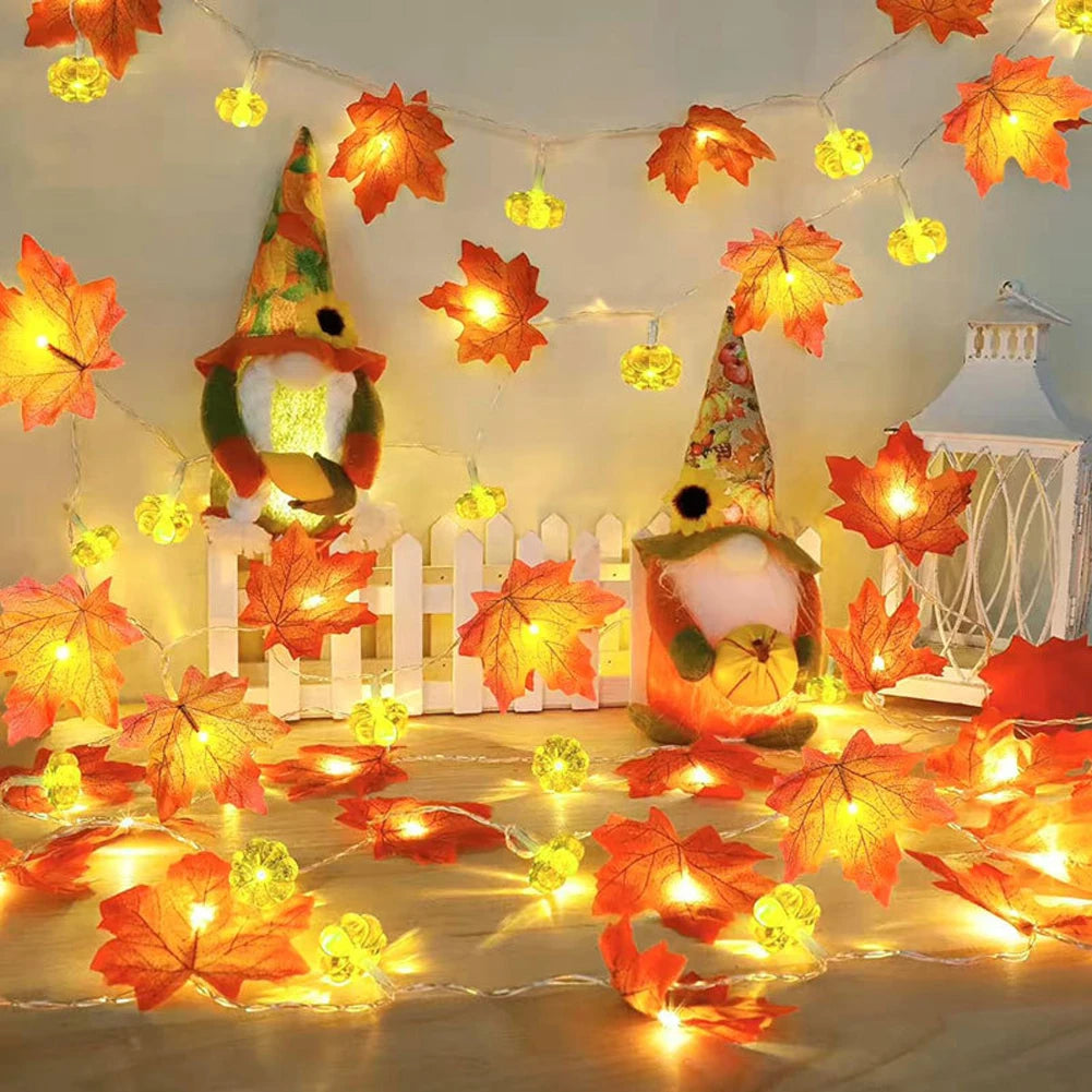 Magical LED Autumn Maple Leaf Garland Lights - Image 3