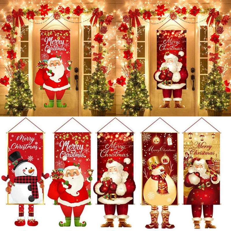 Festive Christmas Hanging Flag Banner for Home