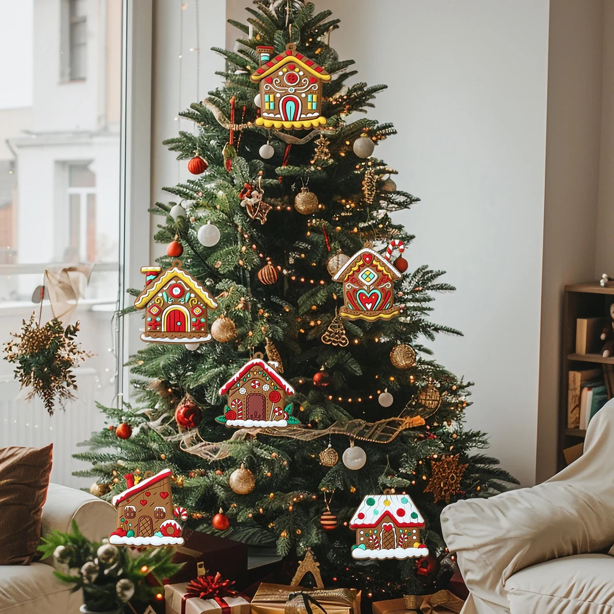 Charming Christmas Gingerbread House Rubber Pendant