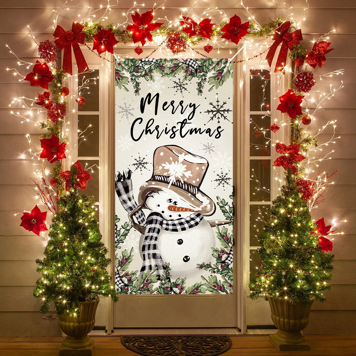 Charming Retro Snowman Christmas Vertical Flag Decor - Image 3
