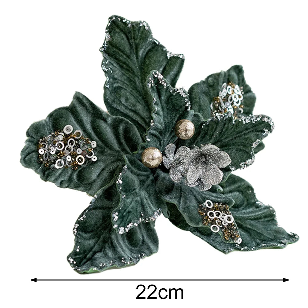 Elegant 22cm Artificial Christmas Flower Ornaments - Image 27